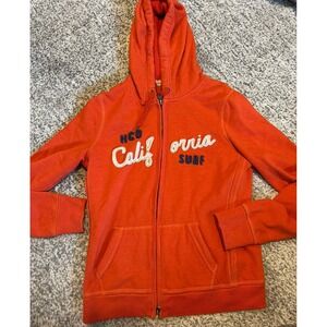 Hollister Hoodie Orange zip up size large